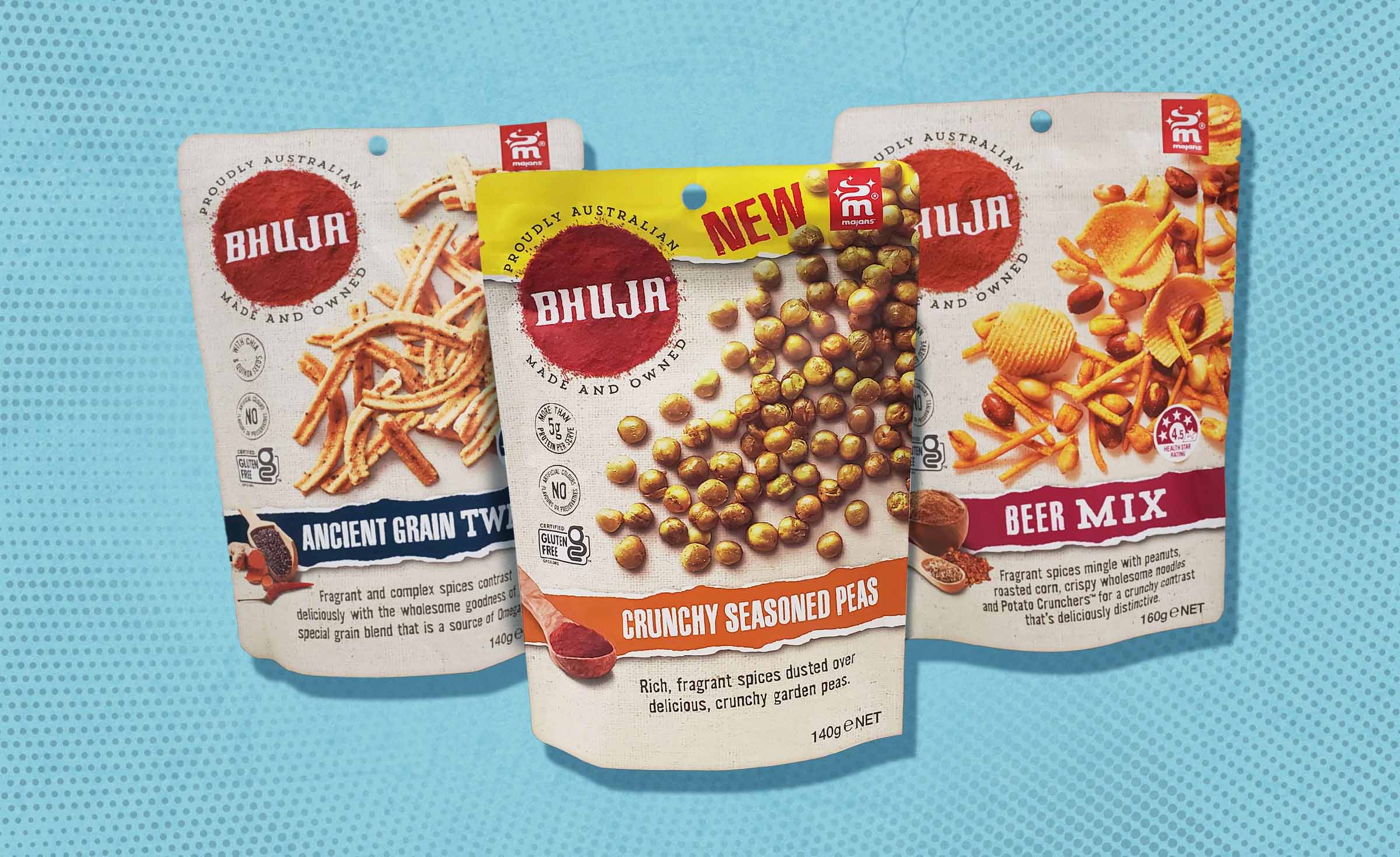 Read more about the article Bhuja Ancient Grain Twists, Beer Mix & Crunchy Seasoned Peas