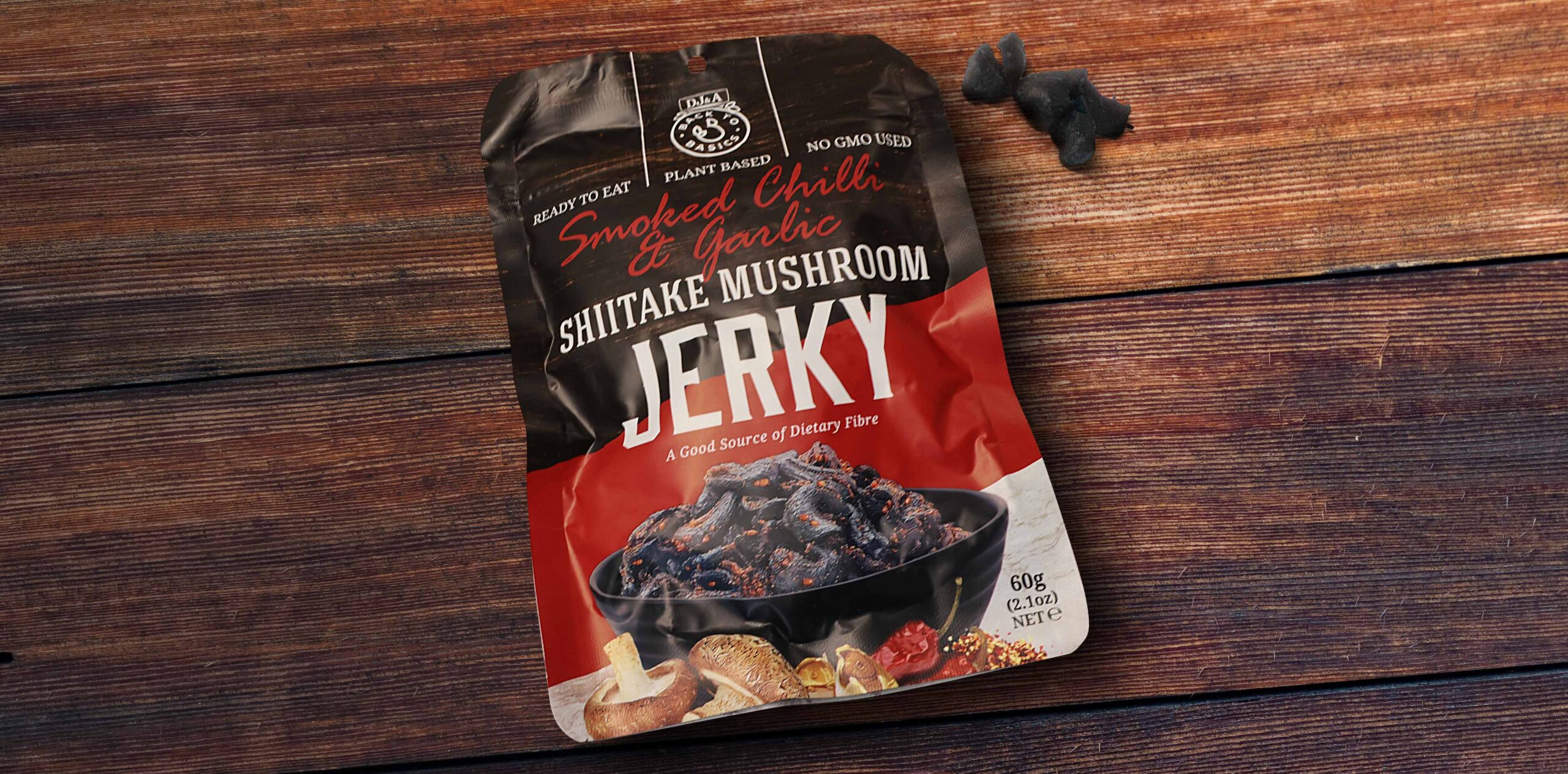 Read more about the article DJ&A Back to Basics Smoked Chilli & Garlic Shiitake Mushroom Jerky Review